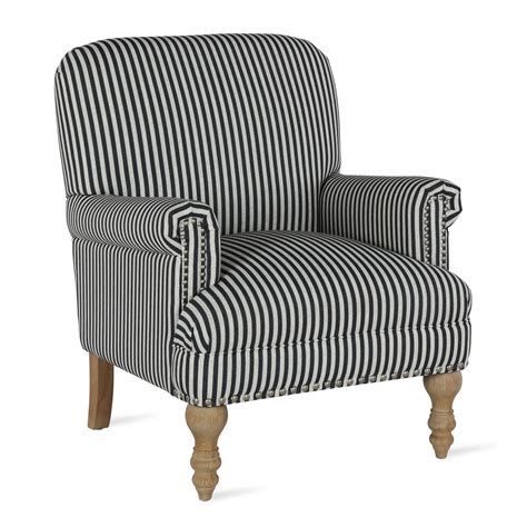 Birch Harbor Jaya Accent Chair Living Room Armchairs Black Stripe
