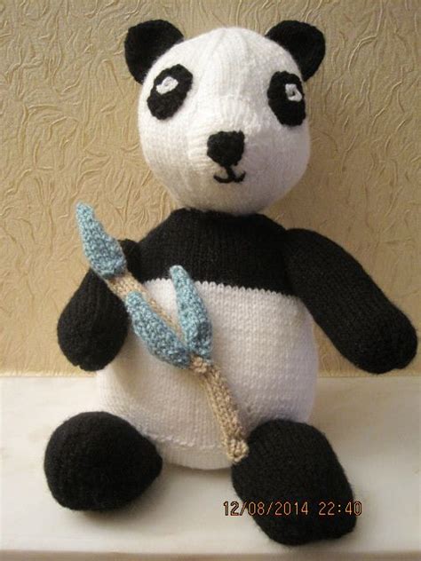 Knitted Panda With Bamboo Crochet Handmade Knit Crochet