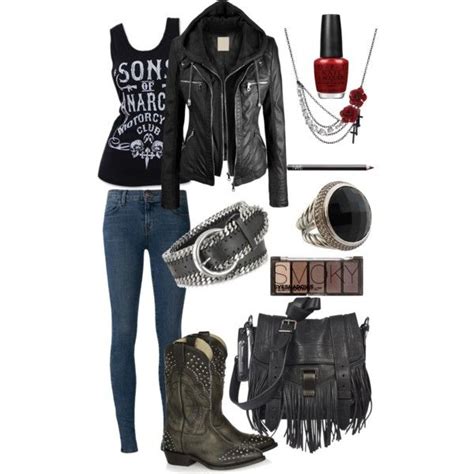 Sons Of Anarchy Inspire Outfit Biker Chic Fashion Outfit