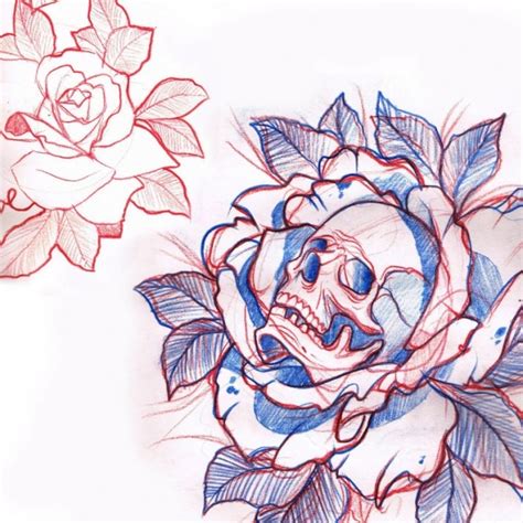 Skullrose Skull Rose Tattoos Drawings Skull Art
