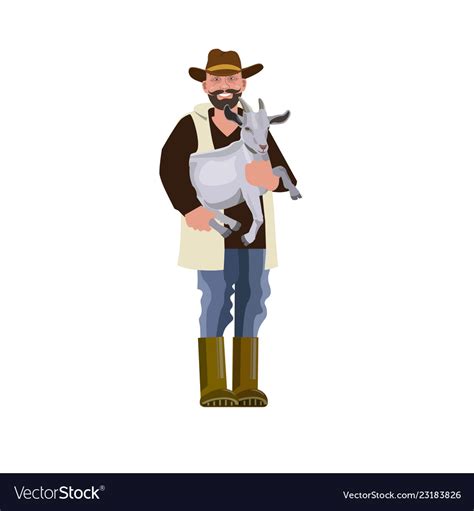 Farmer With Goat Kid Royalty Free Vector Image