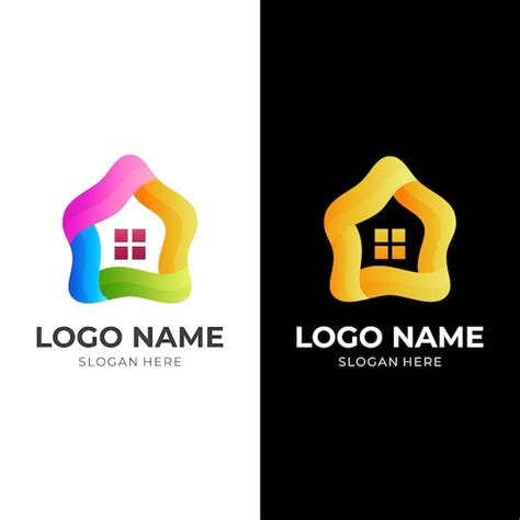 Premium Vector Abstract House Logo Design With 3d Colorful Style