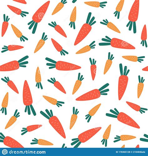 Seamless Pattern With Carrots On A White Background Vector Stock