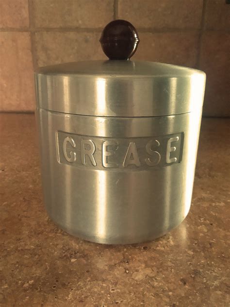 Reed Spun Aluminum Grease Canister With Strainer Etsy Canisters
