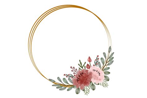 Circle Frame With Watercolor Floral Graphic By Setyawatielis