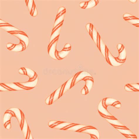 Red And White Striped Candy Canes On A Pink Background Christmas