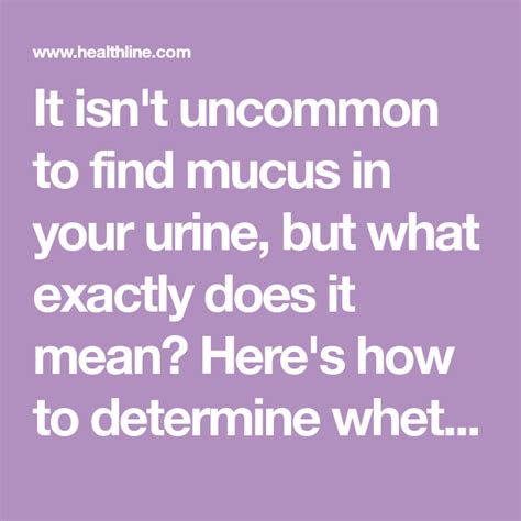 Mucus In Urine What S Causing It Mucus Urinal Health