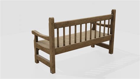3d model old wooden bench pbr vr ar low poly cgtrader