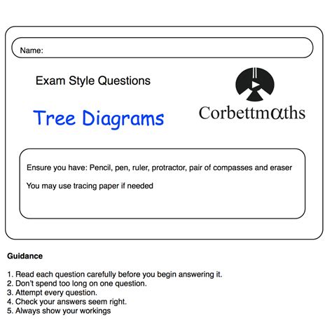 Tree Diagrams Practice Questions Corbettmaths Probability Tree