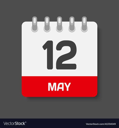 Icon Day Date 12 May Template Calendar Page Vector Image