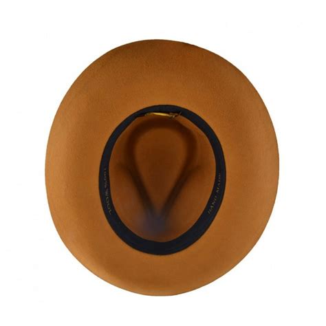 Gold Stiff And Snap Brim 100 Wool Felt Fedora Trilby Hat With Wide