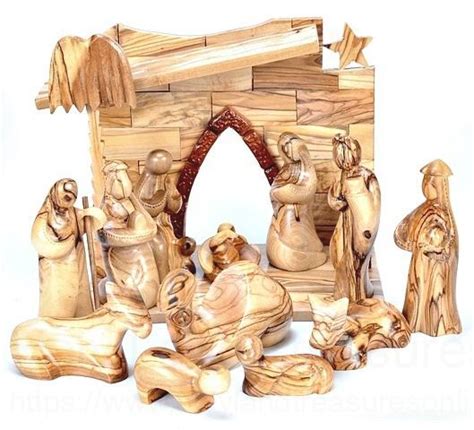 Hand Carved Indoor Modern Nativity Scene Set Brown 1 Nativity