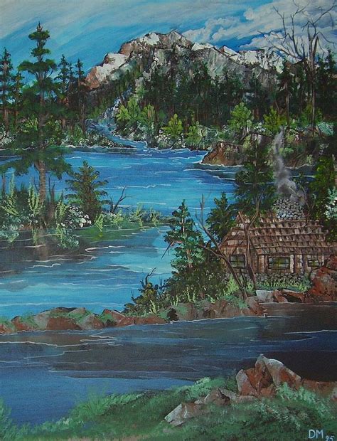 Cabin On The River Painting By Darlene Duguay Fine Art America