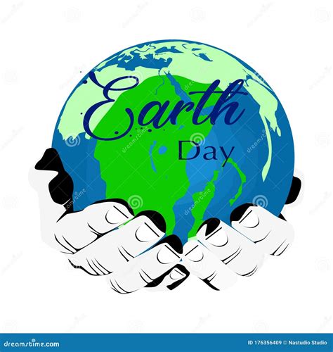 Earth Day Two Hands Holding The Earth On The White Background Stock