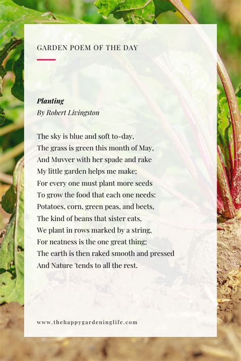 Planting By Robert Livingston Poem On Plants Garden Poems Poem A Day