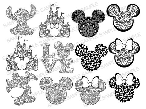 Bundle Svg Mandala Svg Mickey Mouse Svg Mandala Minnie Etsy In 2021