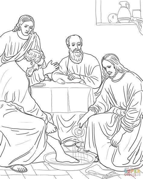 Jesus washes the disciples feet coloring page. Jesus Washing the Disciples Feet coloring page | Free ...