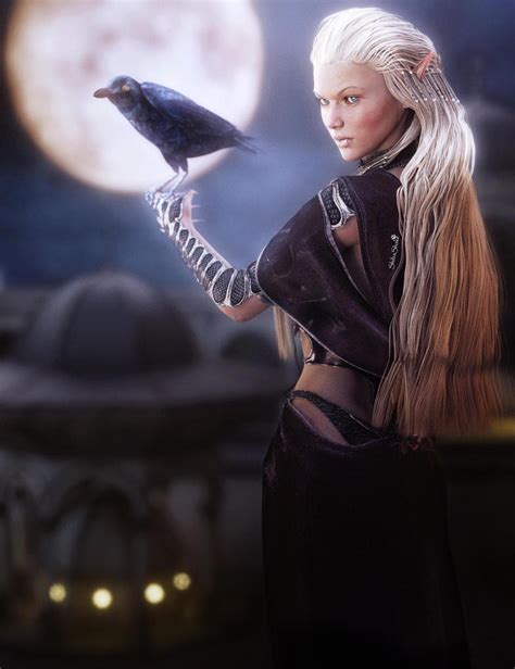 White Haired Elf Girl With Raven Fantasy Art By Shibashake On Deviantart