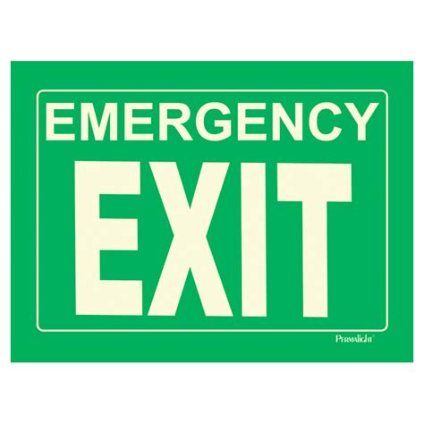 Rigid Emergency Exit Sign Green Background 14 In X 10 In American