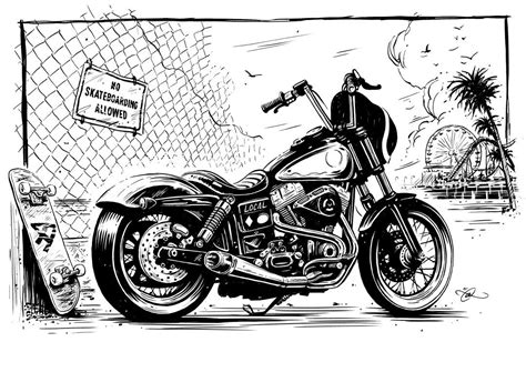 Harley Davidson Dyna Illustration By Adi Gilbert For