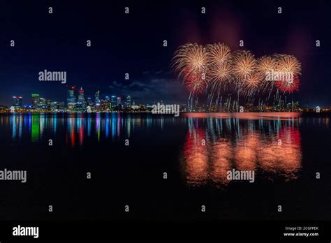 Perth Fireworks On Australia Day Stock Photo Alamy