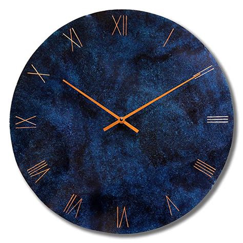 Large Round Copper Rustic Wall Clock 16 Inch Silent Non
