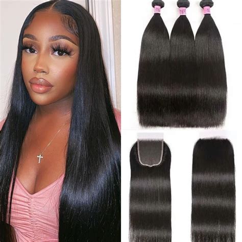 Unice Hair 5x5 Hd Lace Closure With 3 Bundles Deep Partin Straight