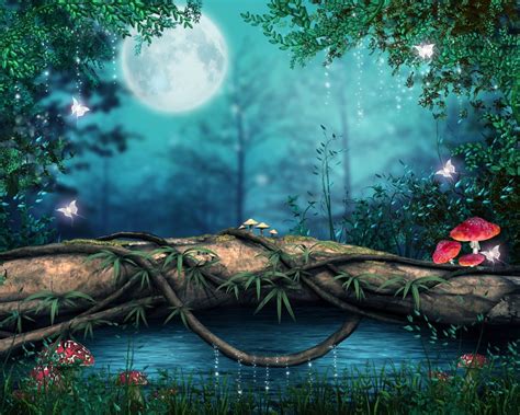 Hermosa Noche En Un Bosque Encantado 3d 3d Nature Wallpaper Nature