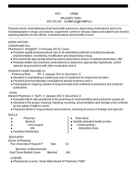 Pharmaceutical Resume Templates For Top Jobs