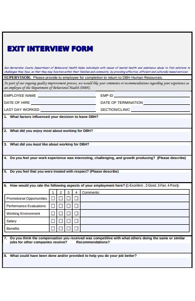 FREE 51 Exit Interview Forms In PDF MS Word Excel