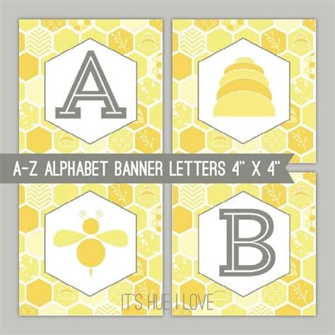 Items Similar To Honeycomb Bee Banner Letters A Z Printable Pdf On Etsy