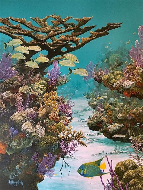 This painting captures the moment on the reef, the fish close to secure coral hide aways, from predators. Molasses Reef Prints and Original Featured at John ...