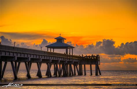 Deerfield Beach Fishing Pier Sunrise Warm Colors Hdr Photography By