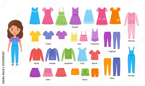 Girl Clothes Vector Baby Clothing Cartoon Female Character Paper