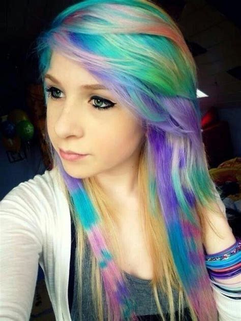 Rainbow Unicorn Scene Hair With Images Emo Hair Emo Hair Color