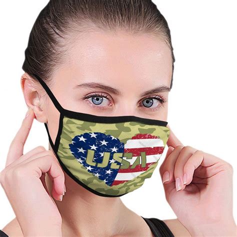 Amazon Com Xunulyn Mouth Shield Anti Dust Shield Various Use American Flag Heart Military Mouth