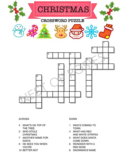 Christmas Crossword Puzzle Logo Nest Of Posies