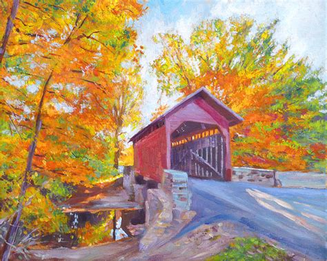 The Covered Bridge Painting By David Lloyd Glover Fine Art America