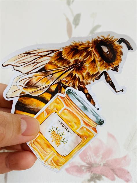 Honey Bee Sticker Set 2 Stickers In A Pack Bee Spring And Etsy