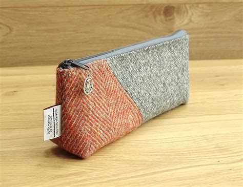 Harris Tweed Pencil Case With Sleeping Fox Long Pouch Etsy Uk