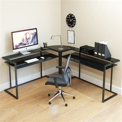 Our computer desk can be l shaped desk or a 2 person long desk just depends on what you want. Belmac 3-Piece Corner C Frame L Shaped Computer Desk in ...