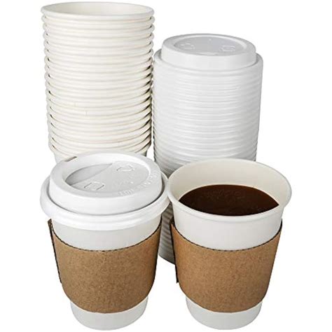12 Oz Disposable Coffee Cups With Lids And Sleeves Paper Hot 108