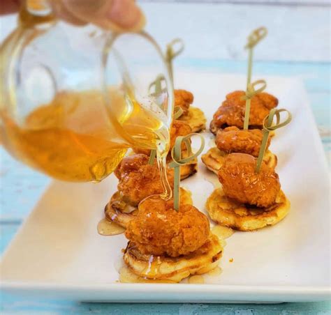 Easy Mini Chicken And Waffles With Hot Honey Grits And Gouda