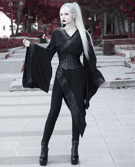 Dark Gothic Punk Asymmetric Kimono For Women Dark Gothic Punk