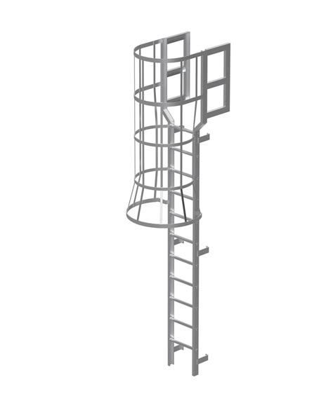 30' Aluminum Fixed Ladder with Safety Cage, Top Exit, Best Design ...