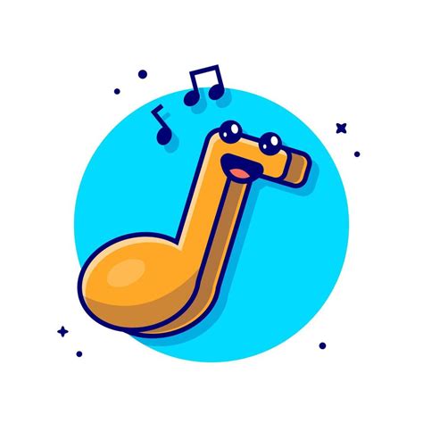 Cute Kawaii Music Note Cartoon Vector Icon Illustration Recreation Object Icon Concept Isolated