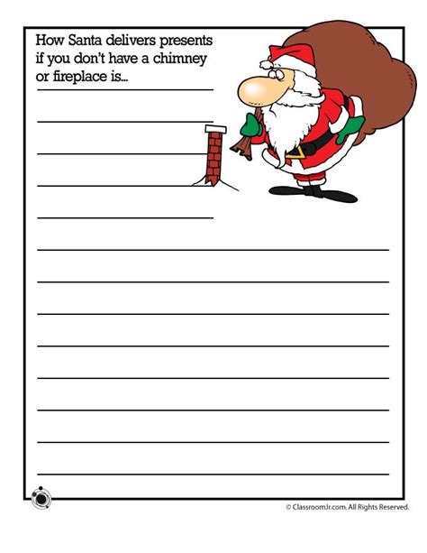 Many of the friendly letter prompts would adapt easily to a postcard format. How Santa delivers presents if you don't have a chimney or ...