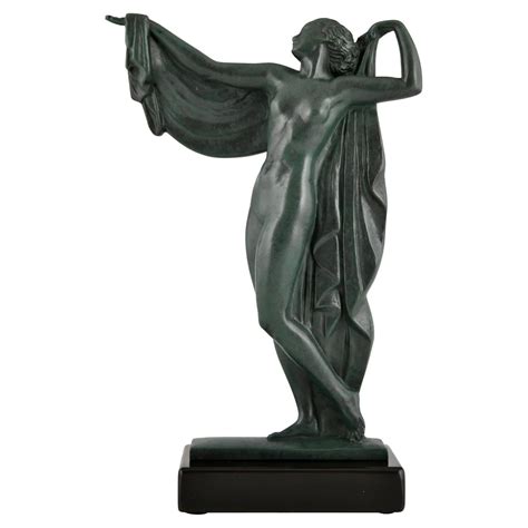 Art Deco Sculpture Nude Scarf Dancer Bacchanale By Janle For Max Le