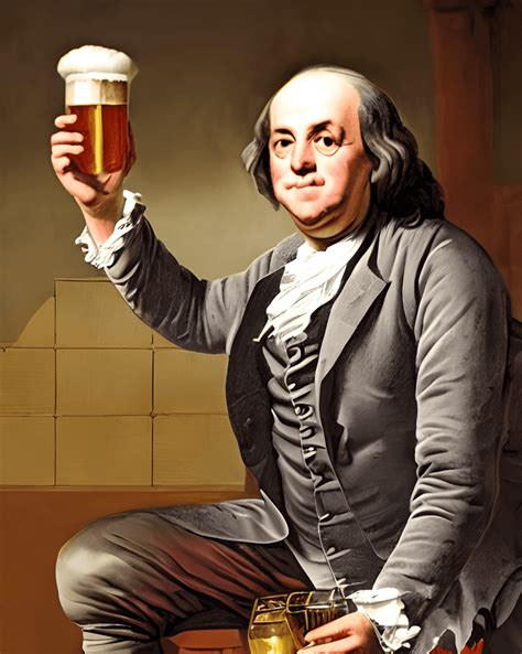 Benjamin Franklin Holding A Beer · Creative Fabrica