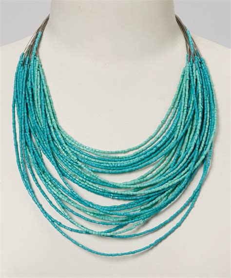 Turquoise Beaded Multistrand Necklace Necklace Turquoise Beads